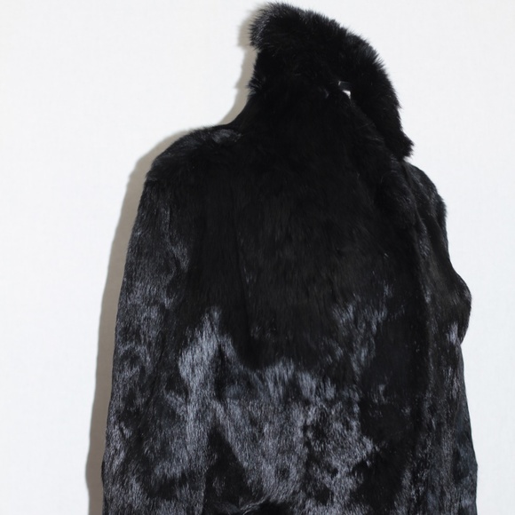 Black Rabbit Fur Coat - Picture 2 of 14